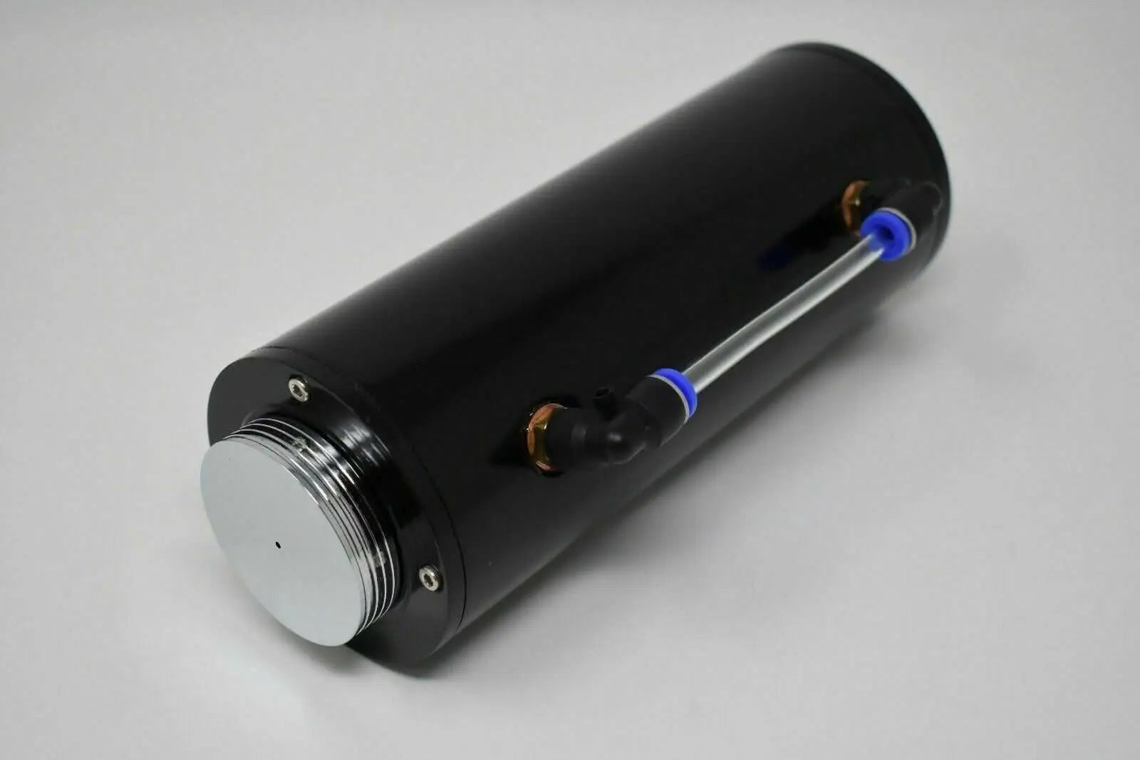 Jack Spania Racing aluminum overflow coolant tank reservoir for engine cooling, 500ML water catch can with radiator-style design.