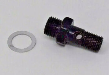 Jack Spania Racing high volume fuel rail banjo bolt with hole for AEM Honda Acura B D K Series engine parts, close-up view