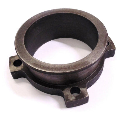 Jack Spania Racing 3-inch V-Band adapter flange for exhaust downpipe, compatible with GT30 and GT35 T3 turbos, engine parts.