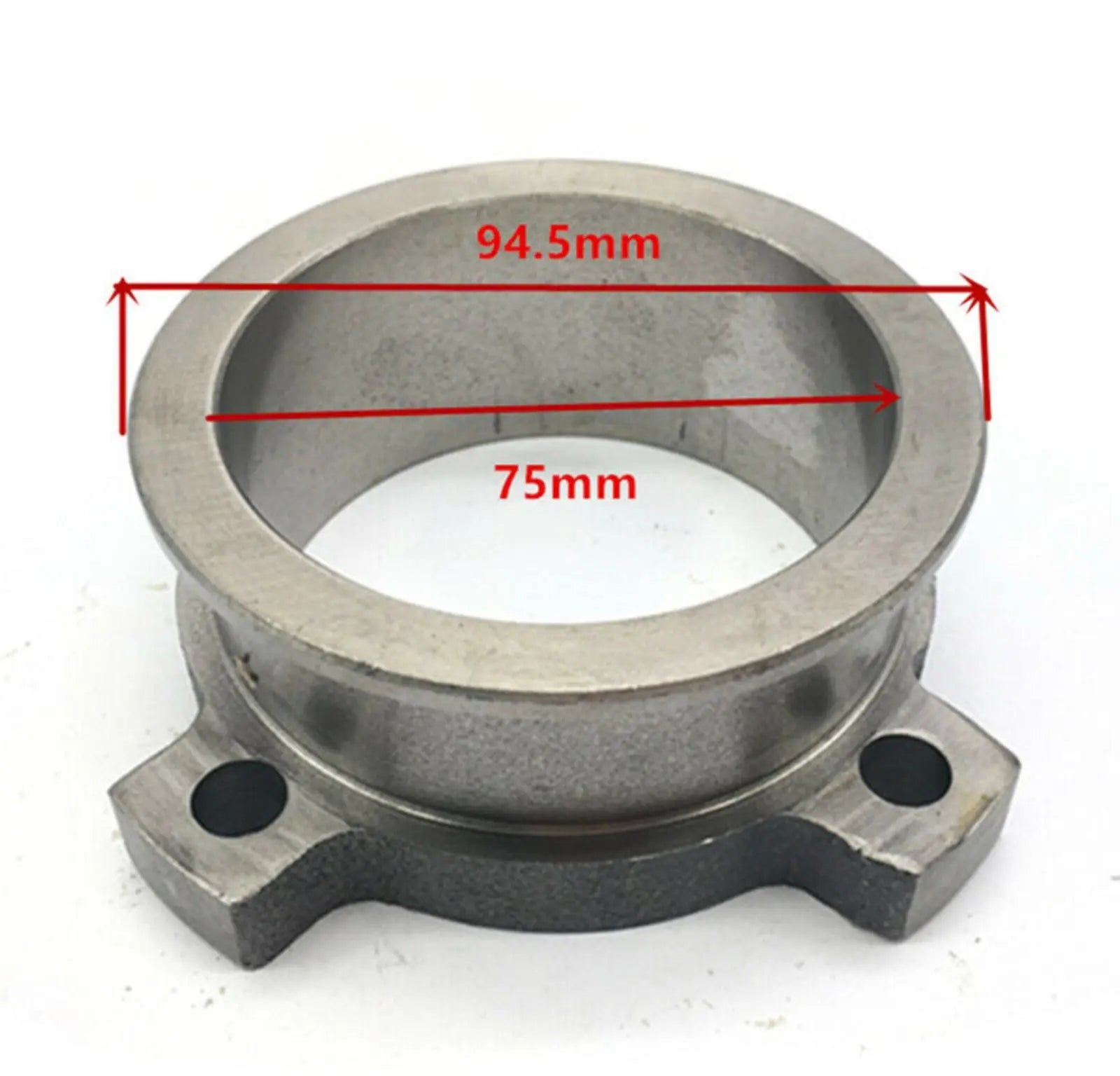 3-inch V-band exhaust downpipe flange adapter for GT30 GT35 T3 turbochargers, made by Jack Spania Racing, engine parts component
