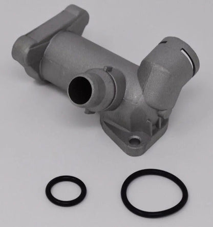 Cast aluminum coolant flange for Audi B5 A4 and VW Passat, compatible with 1.8T engine, by Jack Spania Racing.