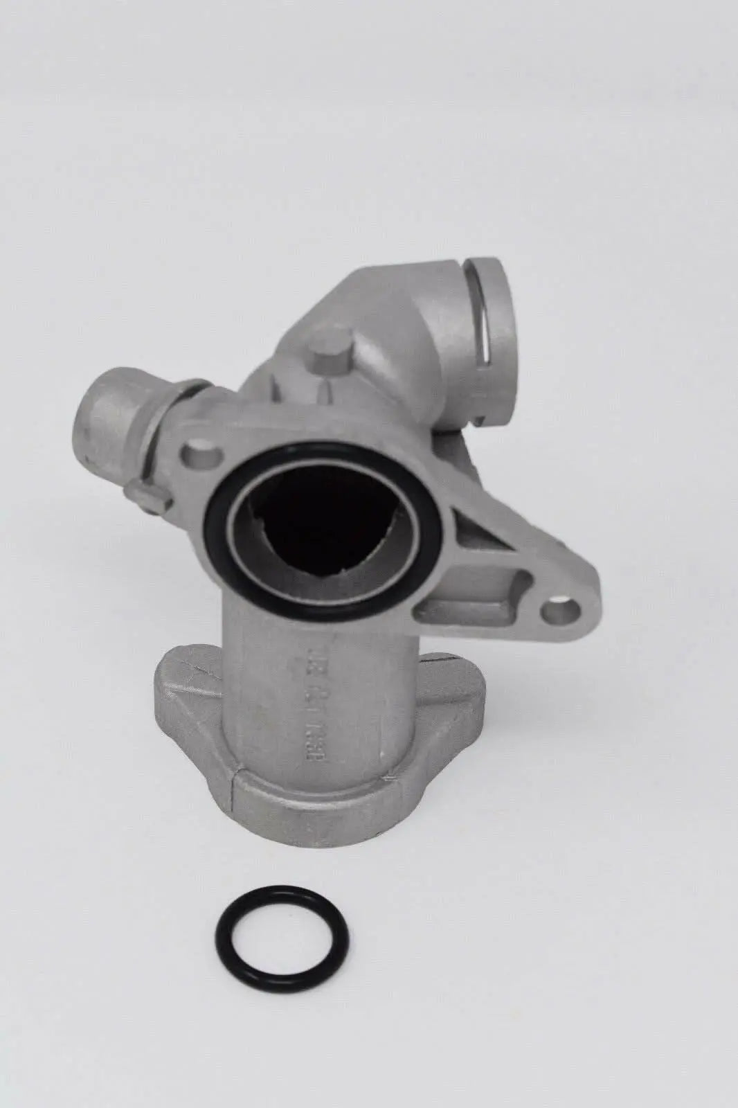 Cast aluminum coolant flange for Audi B5 A4 and VW Passat engine, without temperature sensor, by Jack Spania Racing.