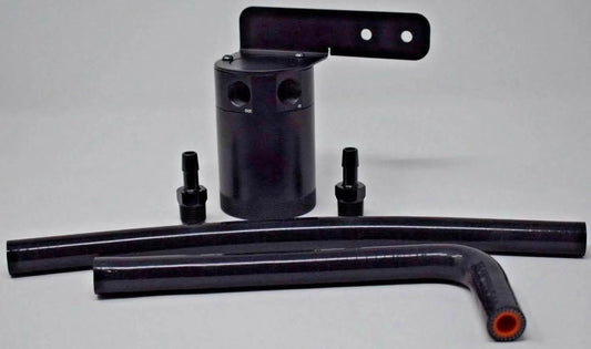 Billet baffled oil catch can for 2016-2020 Honda Civic 1.5T Turbo EX Touring engine, made by Jack Spania Racing, shown in image.
