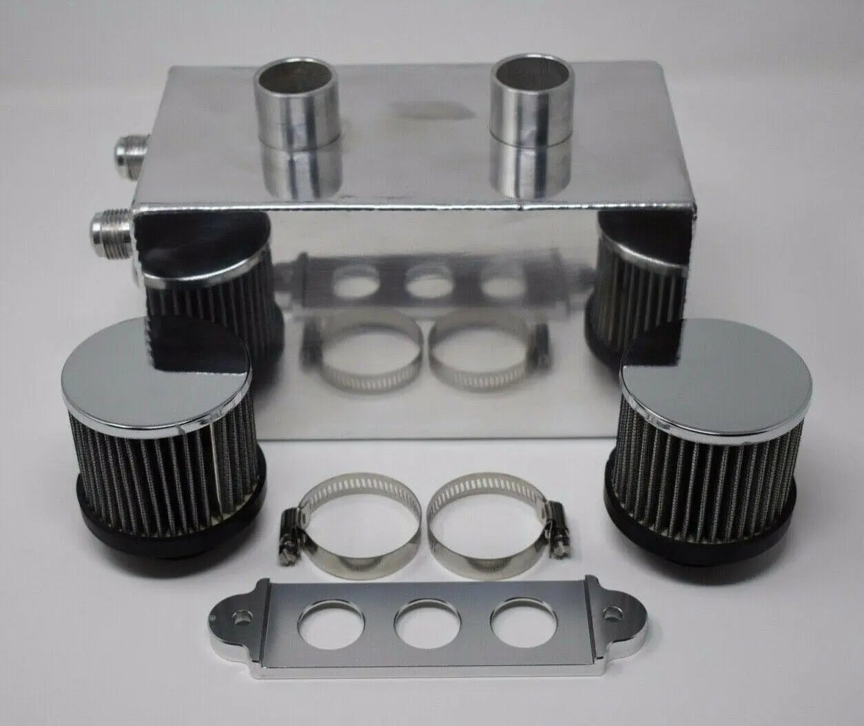 Jack Spania Racing Pro Series oil catch can for Honda Civic and Acura Integra 4-port engine, featuring -10AN fittings.