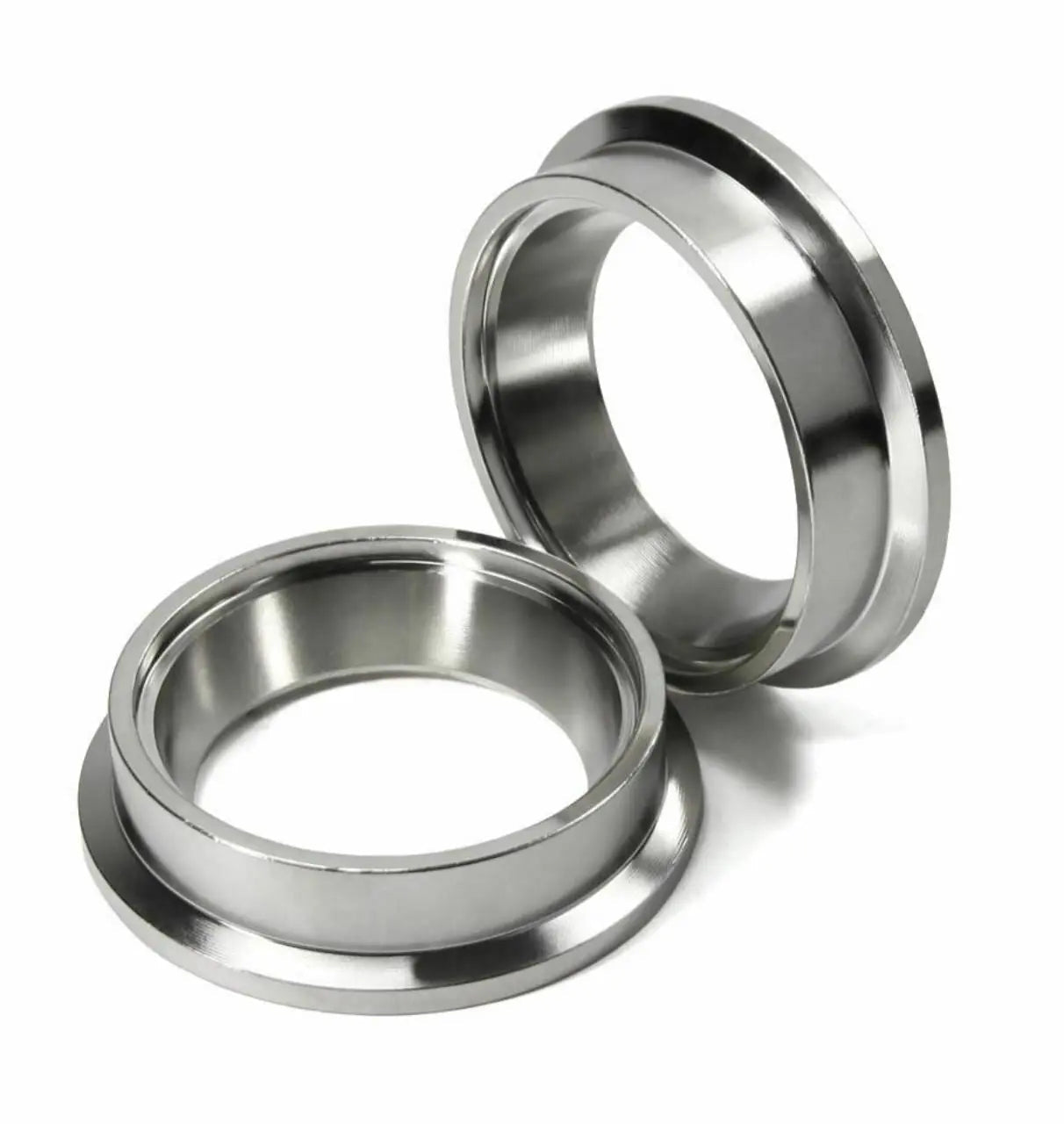 44mm Wastegate Flange Set with inlet and outlet V-band, clamp ring, and insert for TiAL MVR, by Jack Spania Racing.