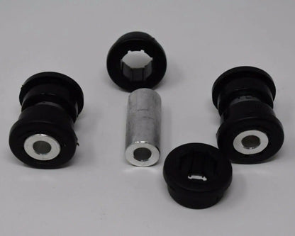 Jack Spania Racing replacement bushings with inserts for Skunk2 EG EK DC lower control arm suspension parts, detailed view of the components