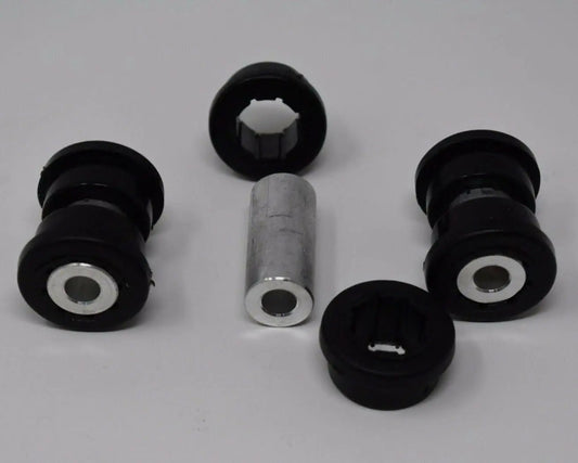 Jack Spania Racing replacement bushings with inserts for Skunk2 EG EK DC lower control arm suspension parts, detailed view of the components