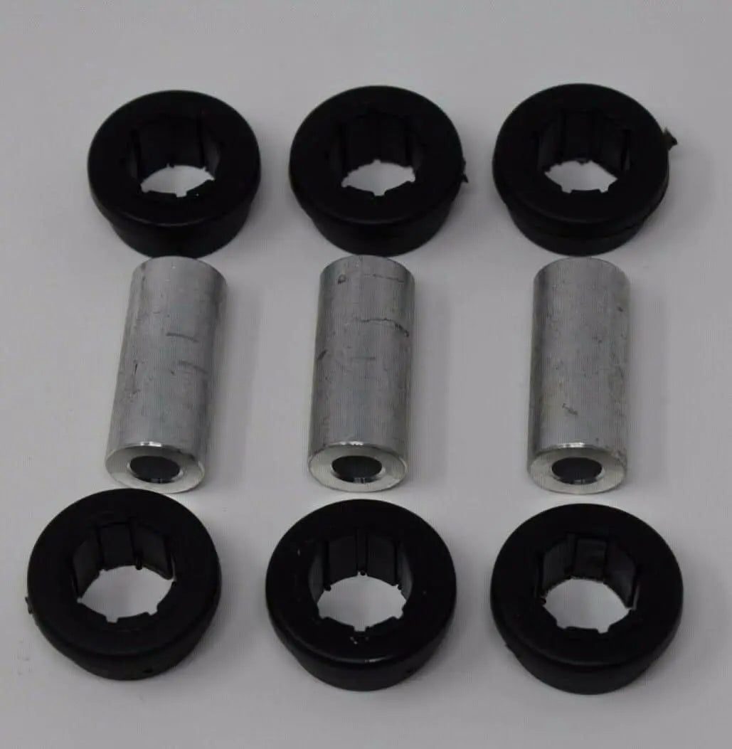 Jack Spania Racing replacement bushings with inserts for Skunk2 EG EK DC lower control arm and rear camber suspension parts.