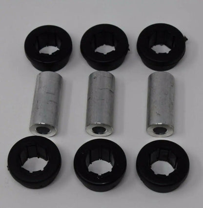 Jack Spania Racing replacement bushings with inserts for Skunk2 EG EK DC lower control arm and rear camber suspension parts.