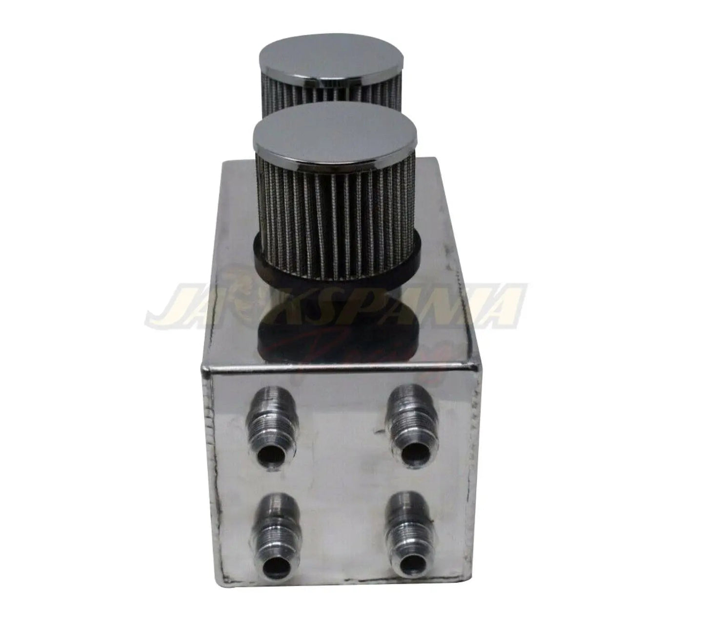 Jack Spania Racing Pro Series Oil Catch Can for Honda Civic Acura Integra, 4-port, -10AN fittings with hoses, engine parts.