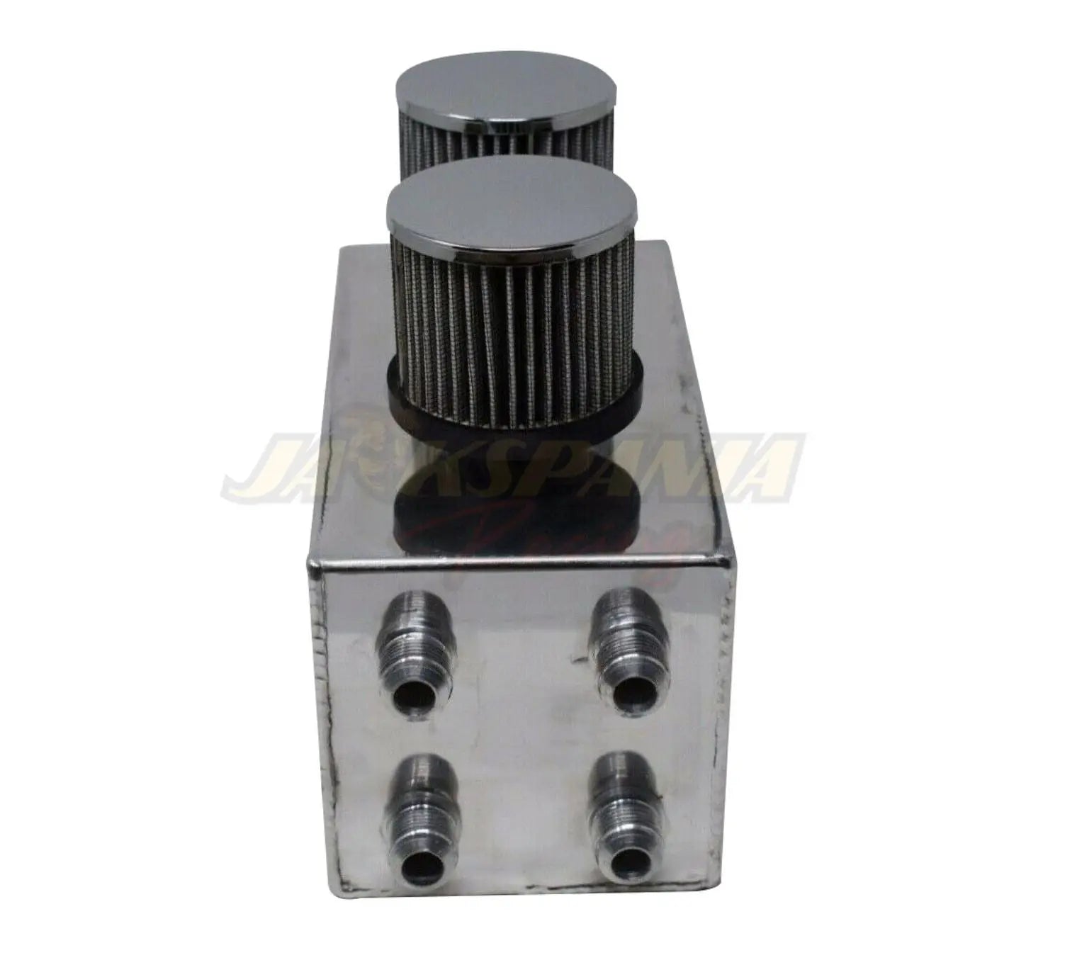 Jack Spania Racing Pro Series Oil Catch Can for Honda Civic Acura Integra, 4-port, -10AN fittings with hoses, engine parts.