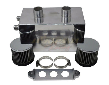Jack Spania Racing Pro Series oil catch can for Honda Civic and Acura Integra, with 4 ports and hoses, engine part.