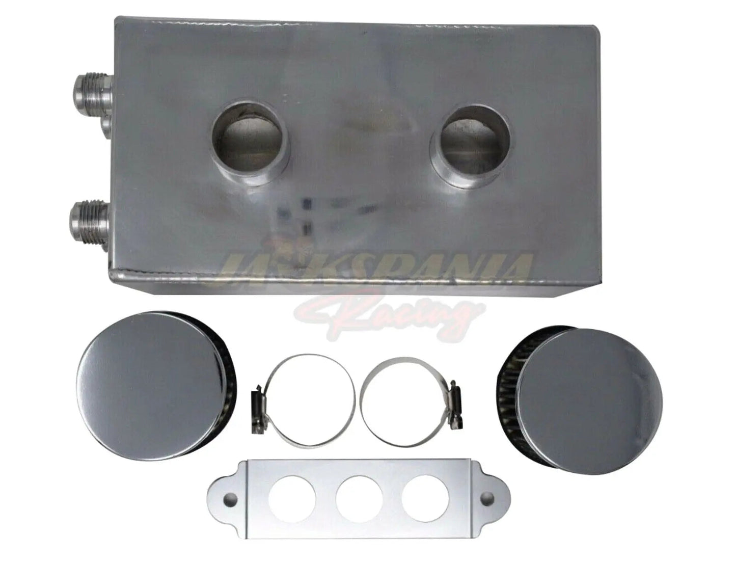 Jack Spania Racing Pro Series oil catch can for Honda Civic and Acura Integra, 4-port with hoses, engine part.