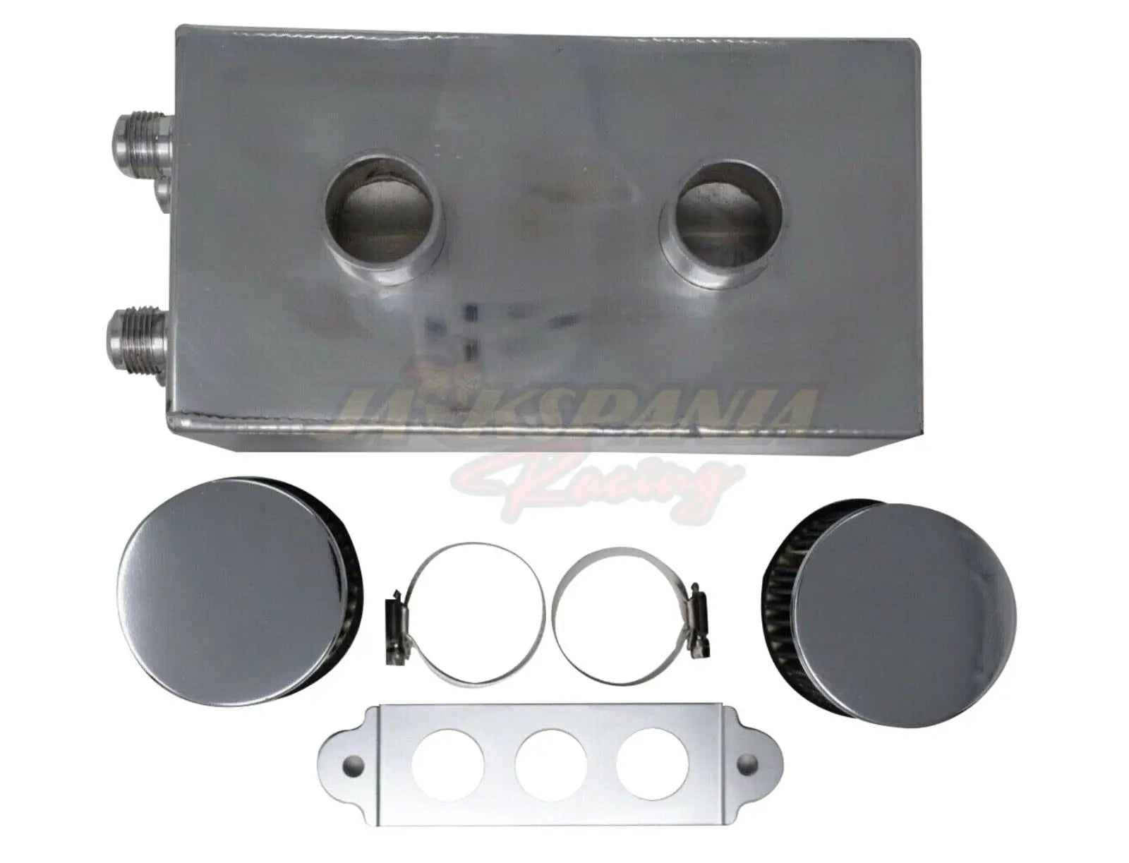 Jack Spania Racing Pro Series oil catch can for Honda Civic and Acura Integra, 4-port with hoses, engine part.