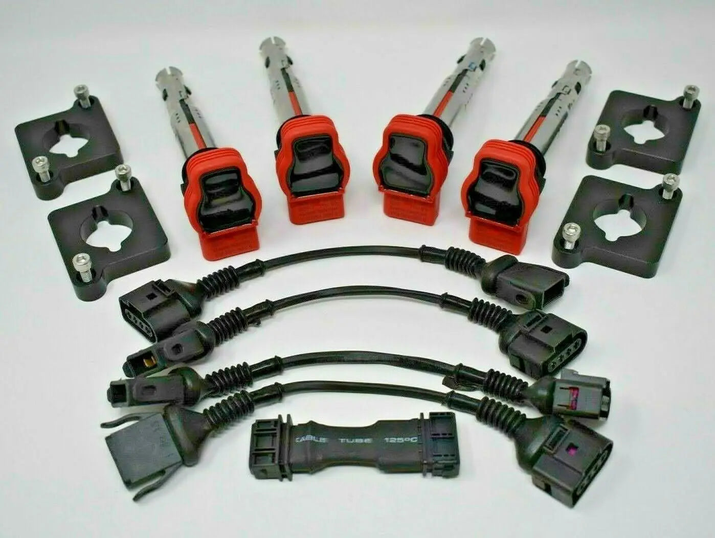 Audi 2.0T coil conversion ICM bypass kit with R8 coilpack plates for 97-99.5 B5 A4 1.8T engine, by Jack Spania Racing.