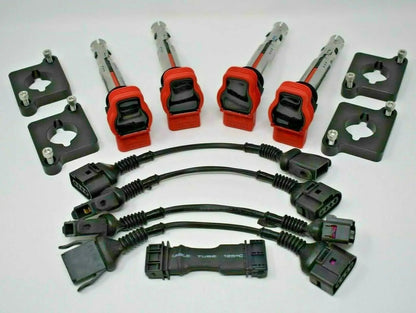 Audi 2.0T coil conversion ICM bypass kit with R8 coilpack plates for 97-99.5 B5 A4 1.8T engine, by Jack Spania Racing.