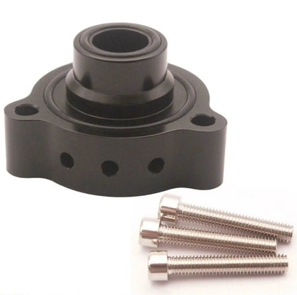 Jack Spania Racing blow off valve adapter for Mercedes 2.0T Turbo A180 CLA 250 GLA 250 engine parts, close-up of the black BOV component.