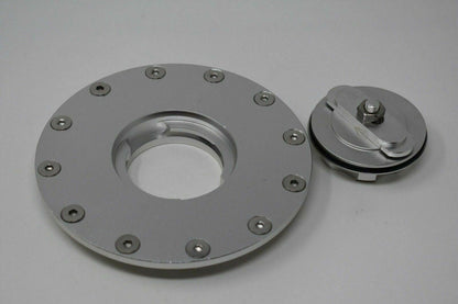 Jack Spania Racing replacement fuel cell gas tank filler cap with filler plate and fittings for engine fuel system.