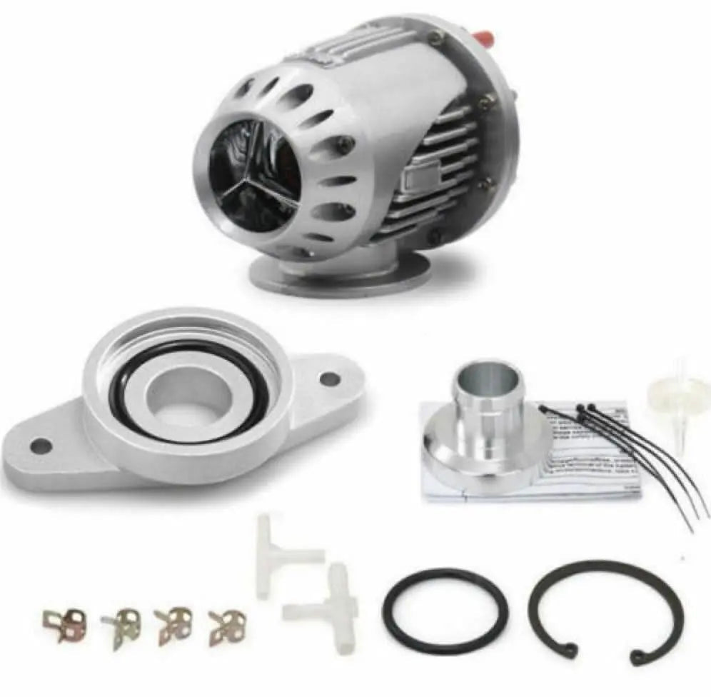 Jack Spania Racing blow off valve BOV for Subaru Legacy GT and Forester XT turbo engines, with adapter for SSQV models.