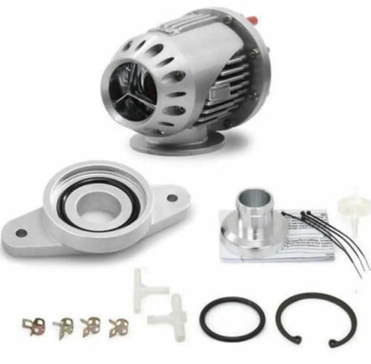 Jack Spania Racing blow off valve BOV for Subaru Legacy GT and Forester XT turbo engines, with adapter for SSQV models.