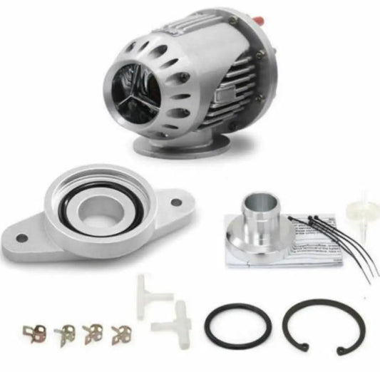 Jack Spania Racing blow off valve BOV for Subaru Legacy GT and Forester XT turbo engines, with adapter for SSQV models.