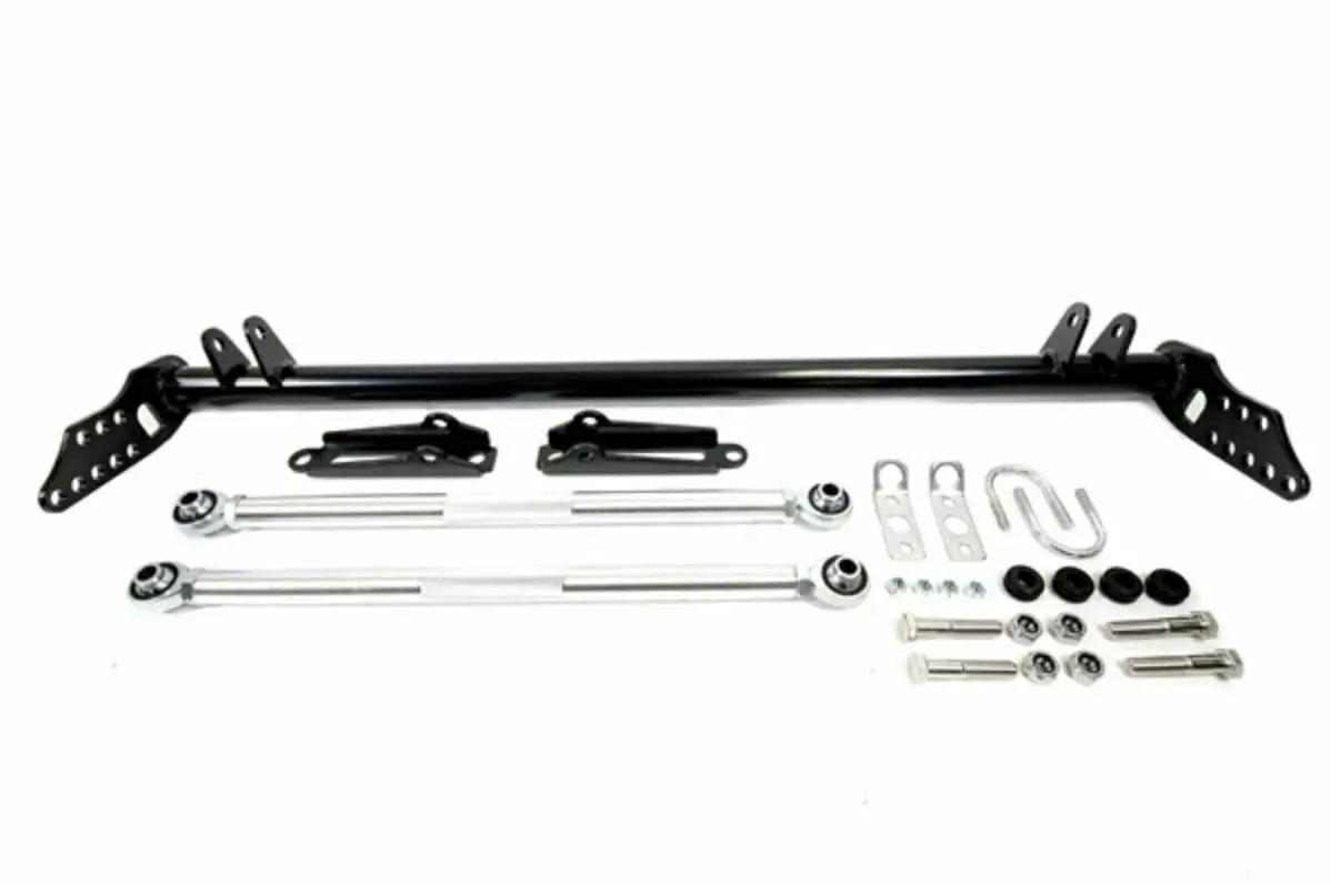 Jack Spania Racing Pro Series traction bar for Honda Civic 92-01 Acura Integra EG EK suspension part, black metal with mounting brackets.