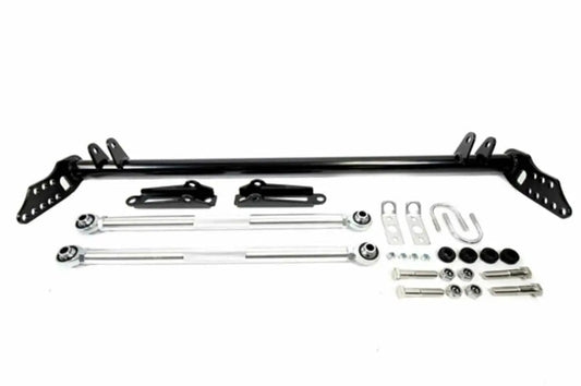 Jack Spania Racing Pro Series traction bar for Honda Civic 92-01 Acura Integra EG EK suspension part, black metal with mounting brackets.