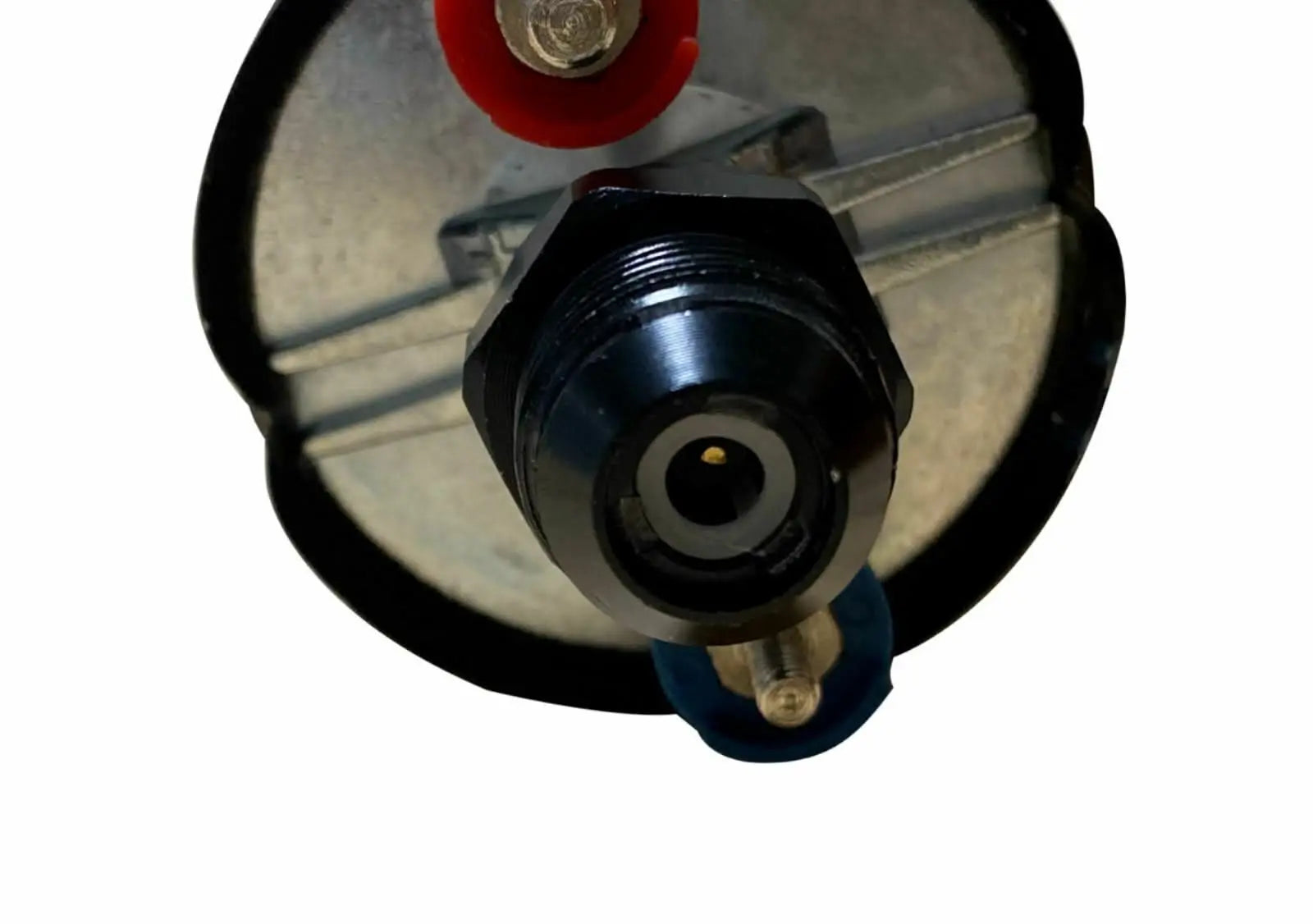 Jack Spania Racing 380LPH external inline fuel pump with Bosch 044 check valve, 10AN and 8AN brackets and clamps for engine performance.