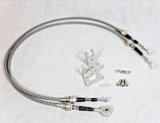 Jack Spania Racing RSX shifter cables and transmission bracket for K20, K24, and K series Honda models, race-ready transmission parts.