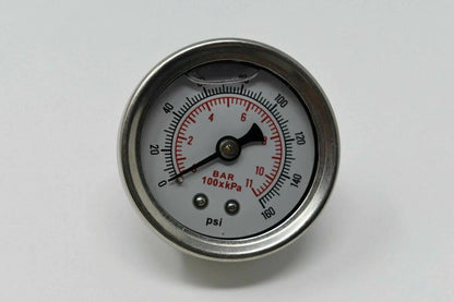 Jack Spania Racing fuel pressure regulator gauge rail line for Honda Prelude H22 H23 F22 engine parts, showing pressure gauge and rail assembly.