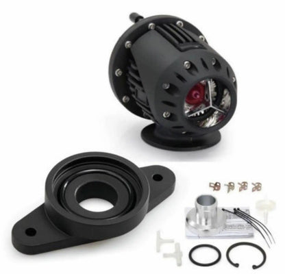 Jack Spania Racing SSQV blow-off valve adapter flange for Nissan R32, R33, R34, R35 GTR RB20, RB25 engine parts shown