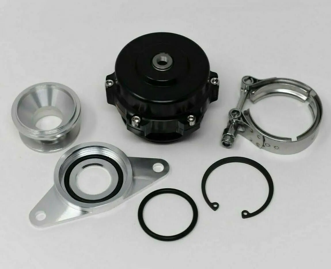 Jack Spania Racing 50mm Blow Off Valve BOV for Subaru Impreza WRX 02-07 and STi 04-20+ engine parts, shown installed on engine.