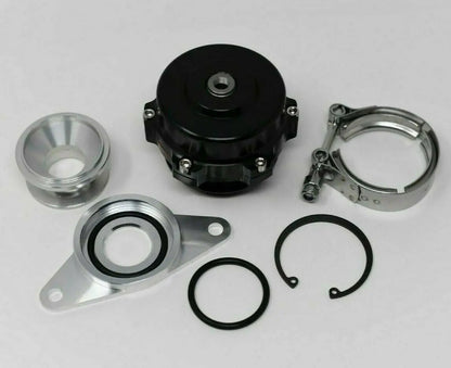 Jack Spania Racing 50mm Blow Off Valve BOV for Subaru Impreza WRX 02-07 and STi 04-20+ engine parts, shown installed on engine.