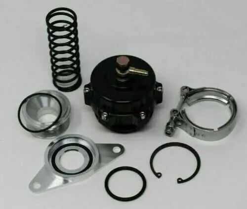 Jack Spania Racing 50mm Blow Off Valve BOV for Subaru Impreza WRX and STi engine parts, featuring a metallic finish and compact design.