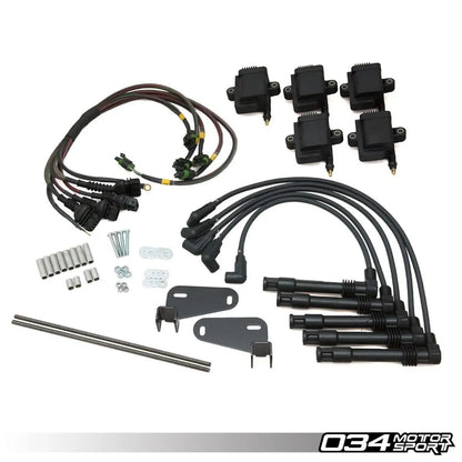 Jack Spania Racing 034 Motorsport AAN plug-in wiring harness for VW/Audi 2.0T high output engine wiring kit, showing connectors and wiring.