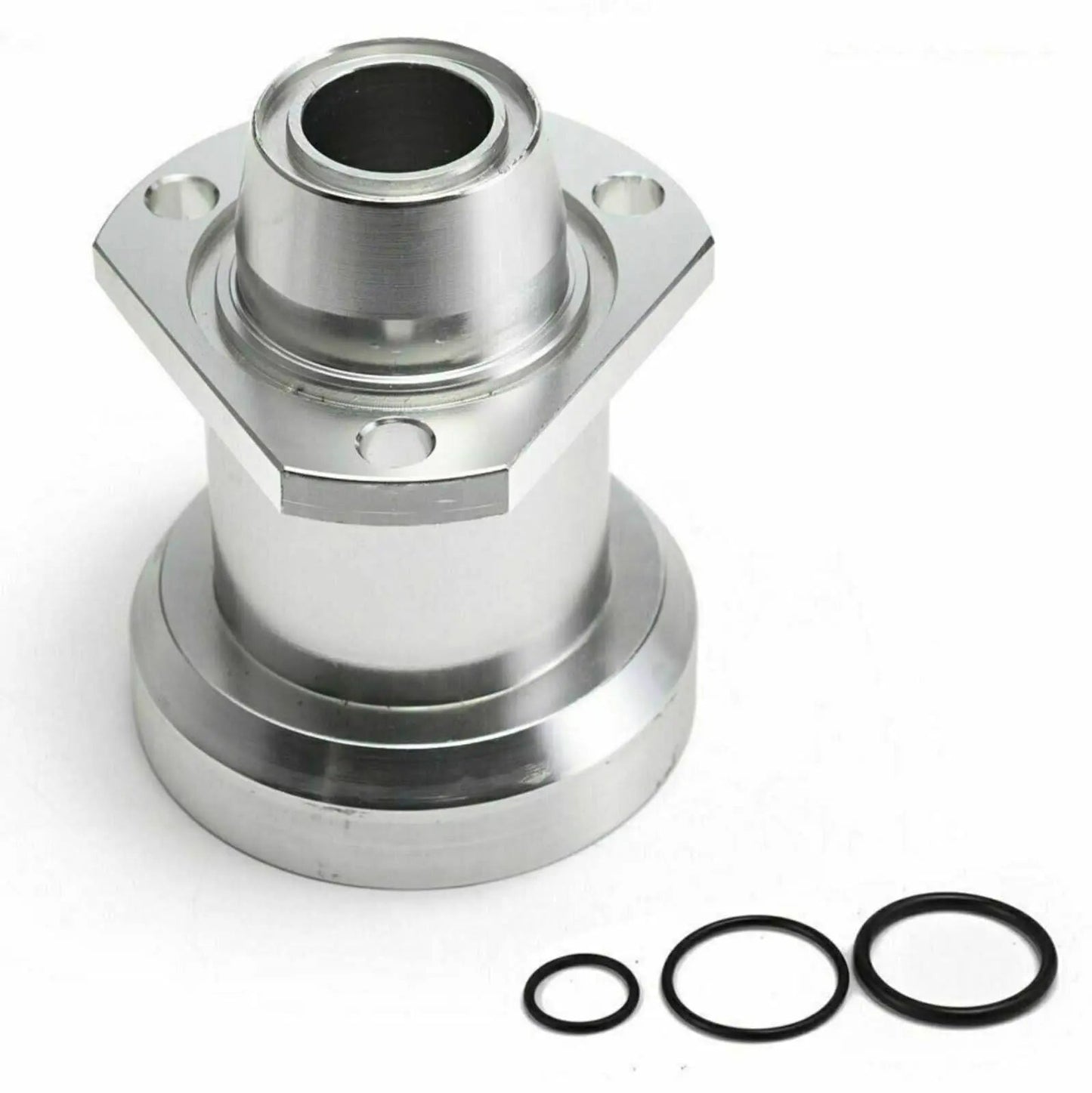 Jack Spania Racing SSQV Blow Off Valve BOV adapter installed on VW Audi Golf GTI MK5 MK6 2.0T engine parts, close-up view.