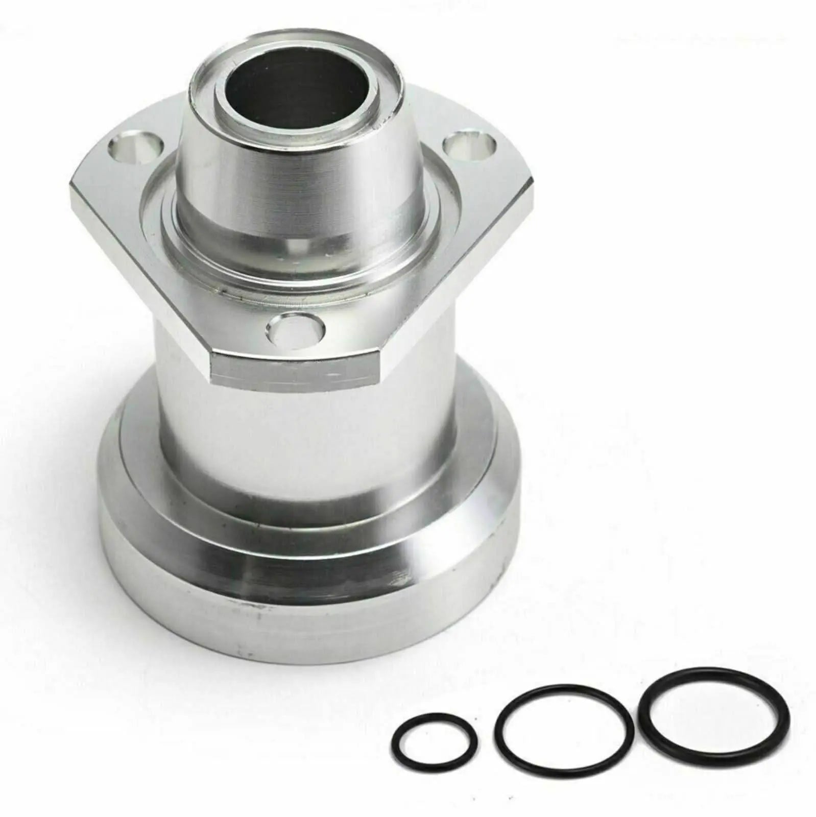 Jack Spania Racing SSQV Blow Off Valve BOV adapter installed on VW Audi Golf GTI MK5 MK6 2.0T engine parts, close-up view.
