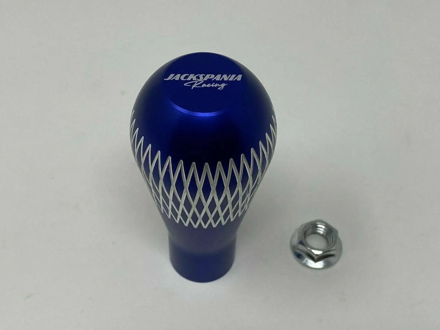 Aluminum Billet Tear Drop weighted shift knob, 195g, with M10 x 1.5 threading, for interior gear shift, by Jack Spania Racing.