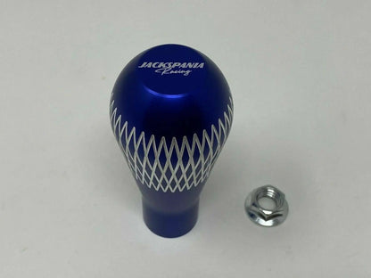 Aluminum Billet Tear Drop weighted shift knob, 195g, with M10 x 1.5 threading, for interior gear shift, by Jack Spania Racing.
