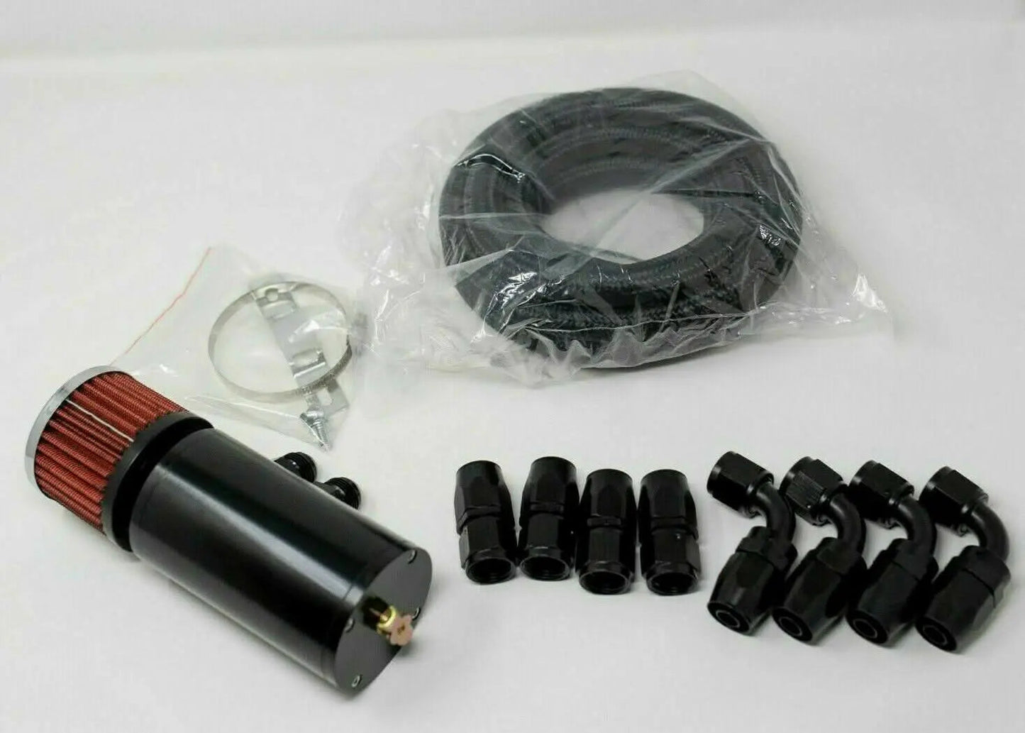 Jack Spania Racing Pro Series 0.75L 10AN Oil Catch Can Hose Kit with fittings, engine parts for universal AN10 applications