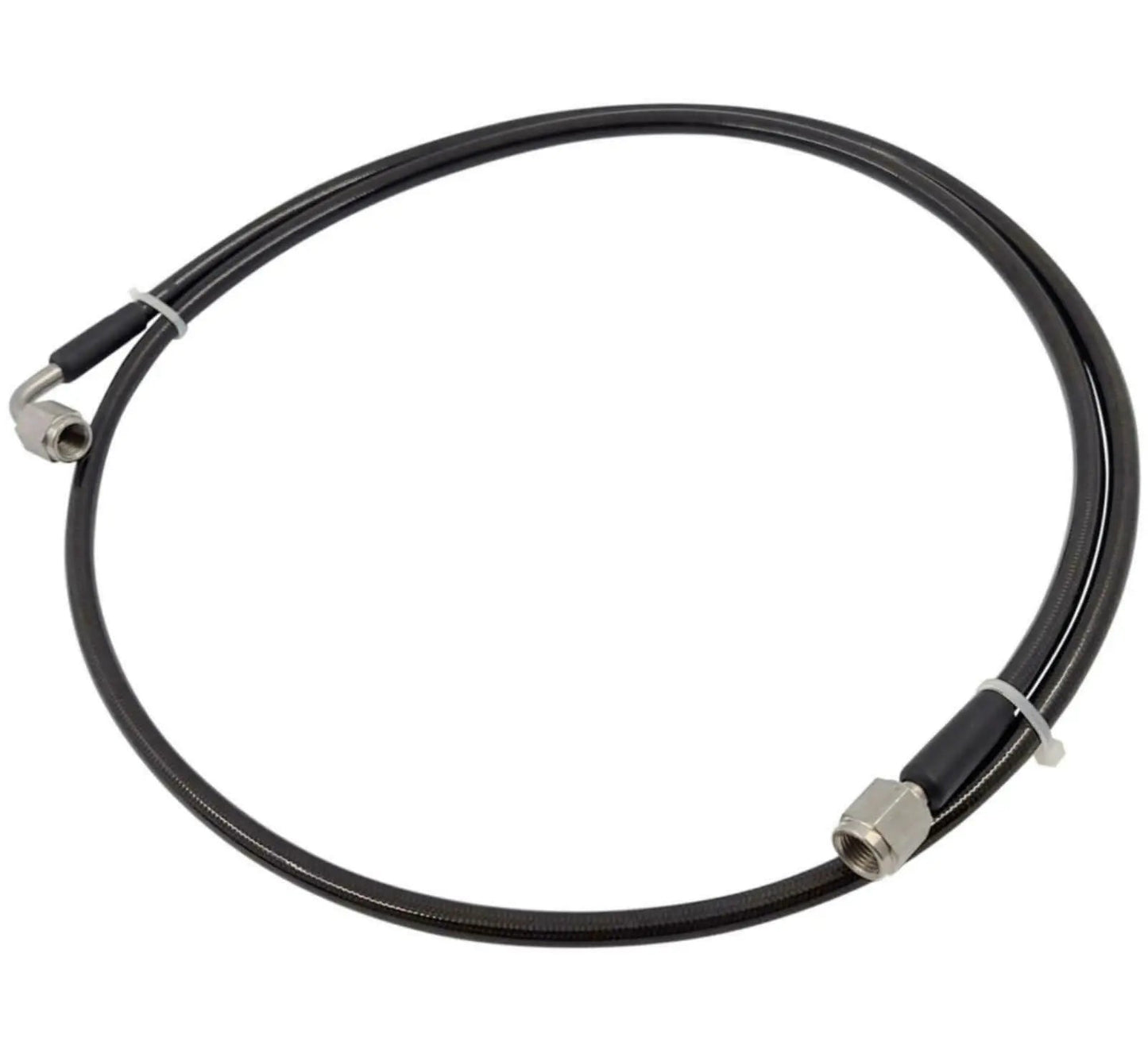 Stainless steel braided oil feed line for turbocharger, 3AN, engine parts by Jack Spania Racing, designed for universal engine applications.