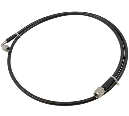 Stainless steel braided oil feed line for turbocharger, 3AN, engine parts by Jack Spania Racing, designed for universal engine applications.