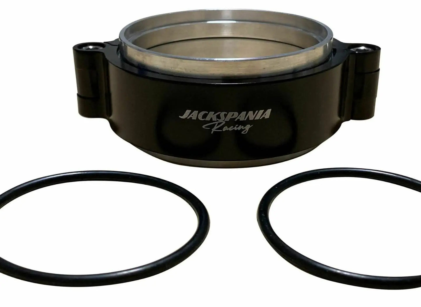 Jack Spania Racing aluminum HD clamp kit with 2.5 and 3 inch V-band intercooler pipes for engine performance.