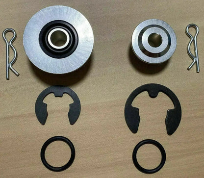 Jack Spania Racing billet spherical shifter cable bushings for OEM K20 K24 DC2 EG EK CRX Si transmission cables.
