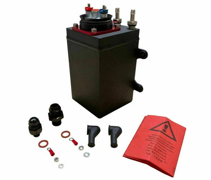 Jack Spania Racing billet aluminum external fuel pump surge tank for AEM Bosch 044 380LPH E85 engine fuel system.