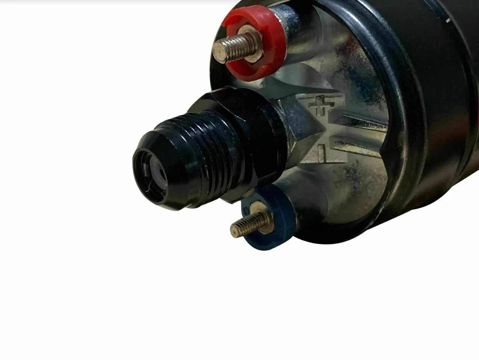 Jack Spania Racing 380LPH external inline fuel pump with Bosch 044 check valve, 10AN, 8AN for high-performance engine applications