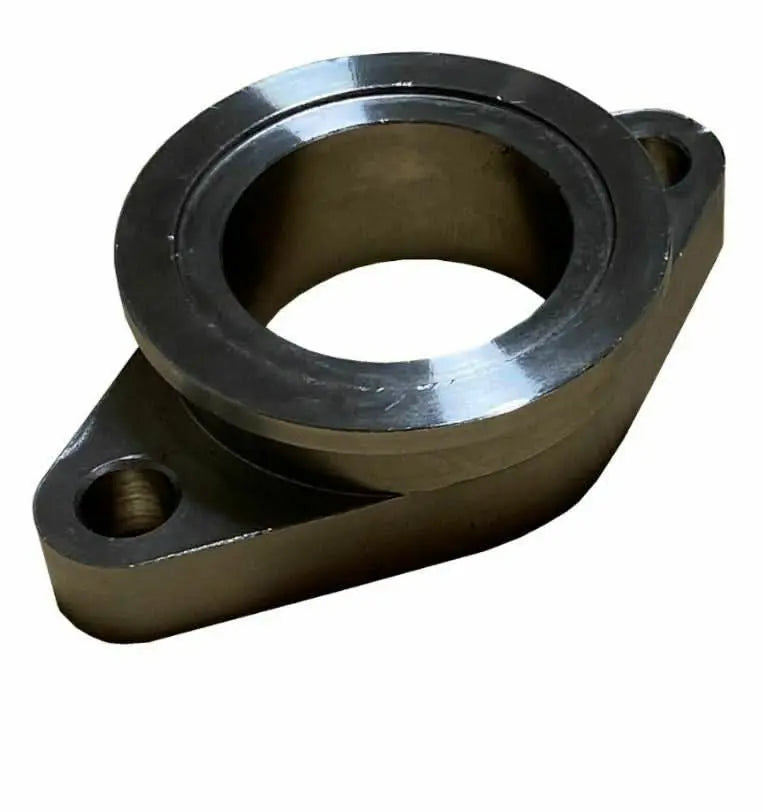 38mm V-band to 2-bolt flange wastegate adapter with gasket, compatible with TiAL MVS, by Jack Spania Racing.