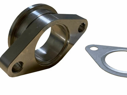 38mm V-Band to 2-bolt flange wastegate adapter with gasket for TiAL MVS, by Jack Spania Racing, engine parts component.