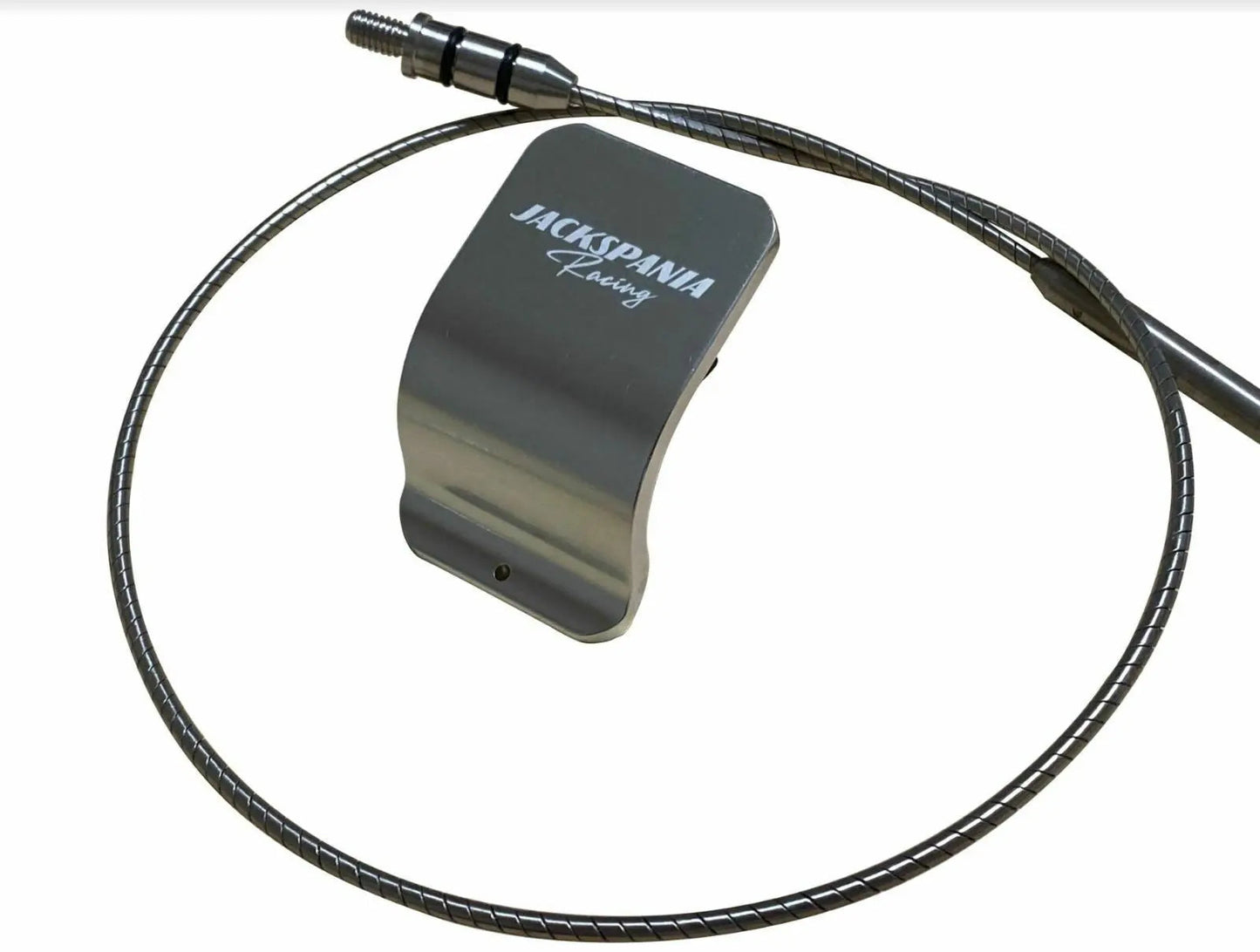 Jack Spania Racing billet oil dipstick for Honda Acura K-Tuned K20 K24 K-Series engine parts, showing the polished metal design.