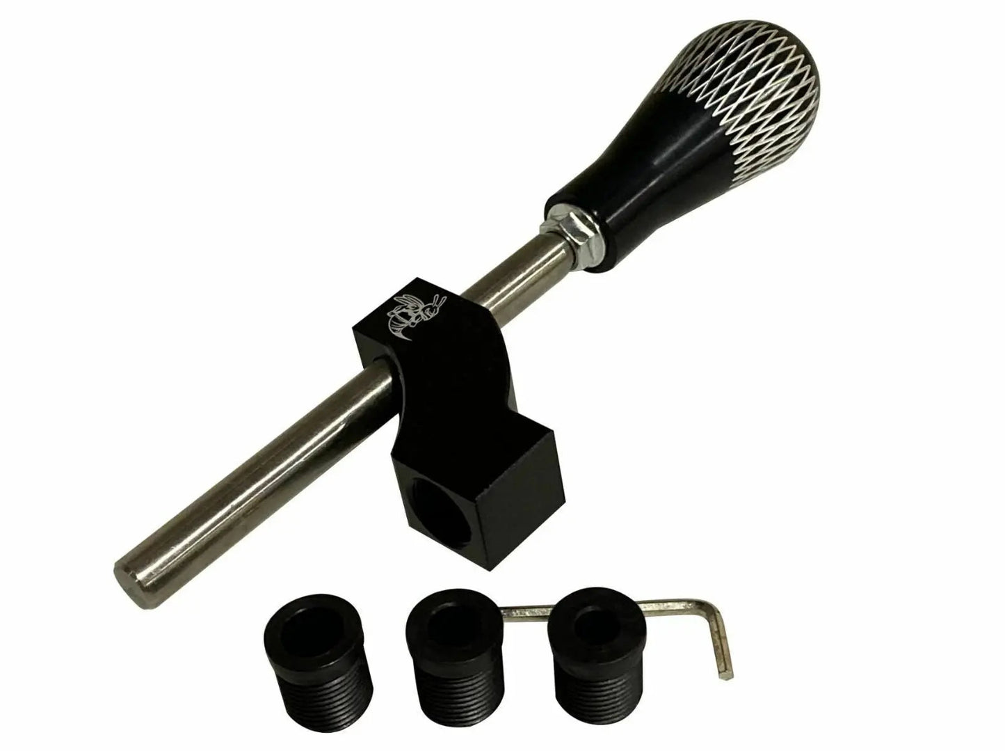 Jack Spania Racing adjustable shifter extender with shift knob, designed for interior gear shift enhancement.